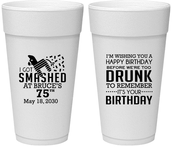 Personalized Birthday 24 oz Foam Cups - 75th | 20195