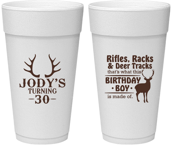 Personalized Birthday 24 oz Foam Cups - 30th Hunting | 20196