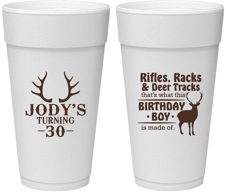 Personalized Birthday 24 oz Foam Cups - 30th Hunting | 20196