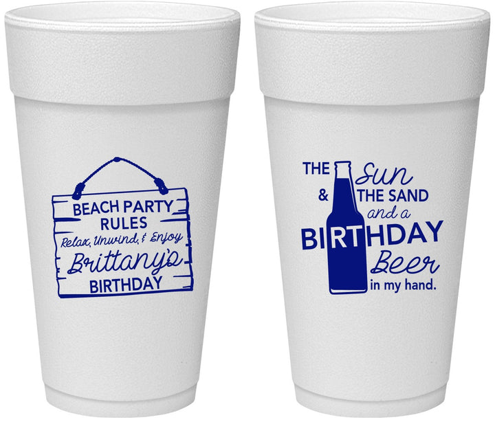 Personalized Birthday 24 oz Foam Cups - Beach | 20200