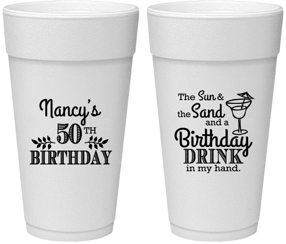 Personalized Birthday 24 oz Foam Cups - 50th | 20203