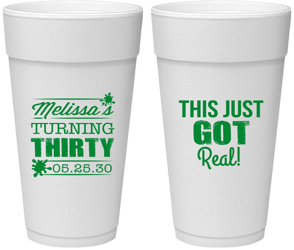 Personalized Birthday 24 oz Foam Cups - 30th | 20213