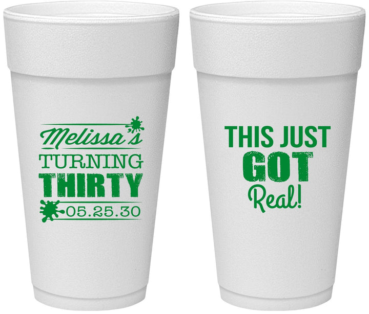 Personalized Birthday 24 oz Foam Cups - 30th | 20213