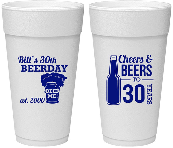 Personalized Birthday 24 oz Foam Cups - 30th | 20215