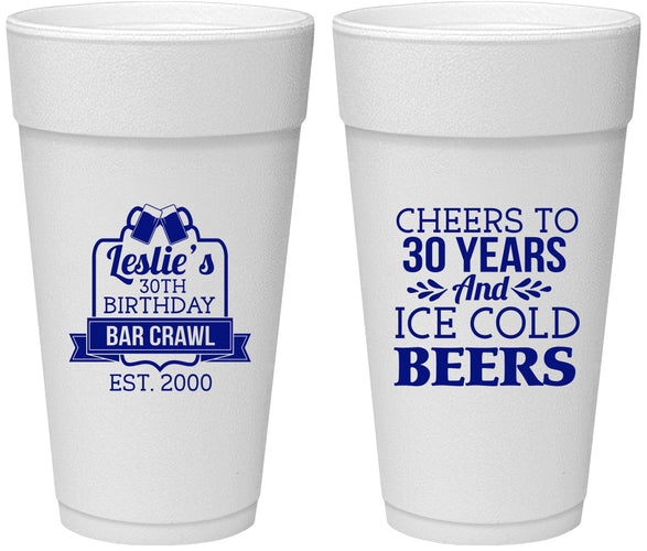 Personalized Birthday 24 oz Foam Cups - 30th | 20218