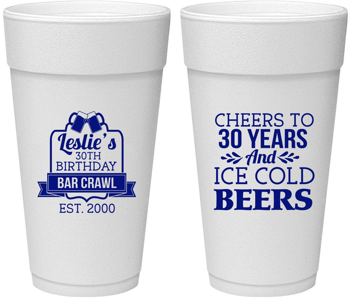 Personalized Birthday 24 oz Foam Cups - 30th | 20218