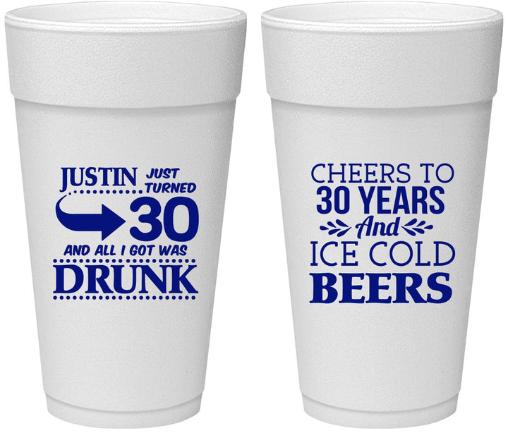Personalized Birthday 24 oz Foam Cups - Cheers To 30 Years | 20219