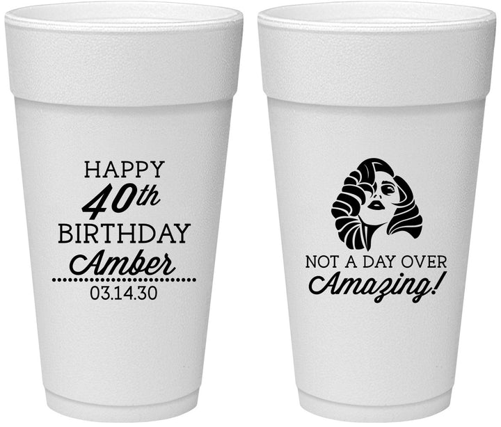 Personalized Birthday 24 oz Foam Cups - 40th | 20222