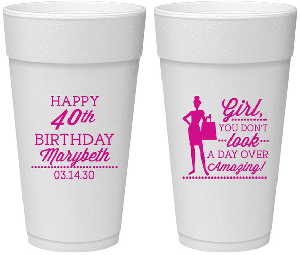 Personalized Birthday 24 oz Foam Cups - 40th | 20223