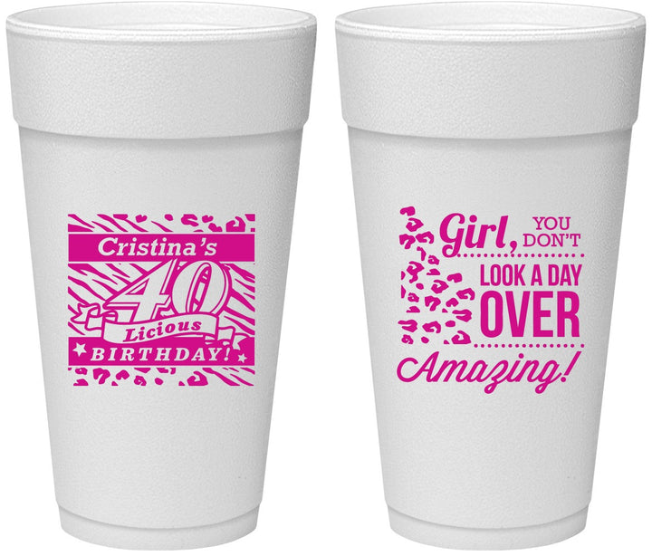 Personalized Birthday 24 oz Foam Cups - 40th | 20224