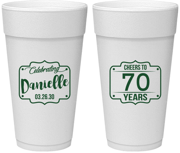 Personalized Birthday 24 oz Foam Cups - Cheers To 70 Years | 20227
