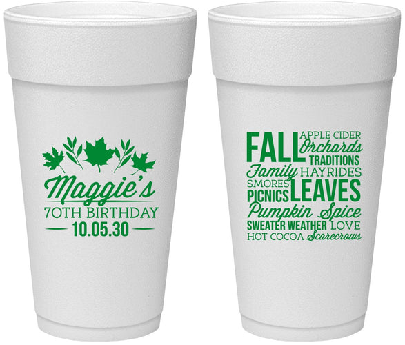 Personalized Birthday 24 oz Foam Cups - 70th Fall | 20228