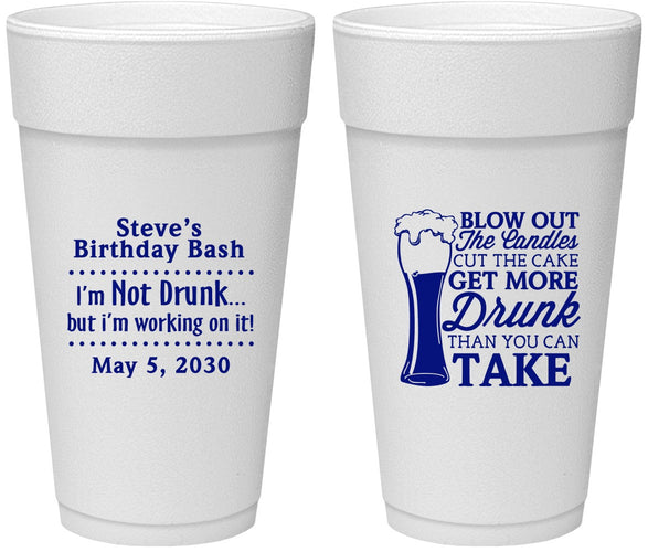 Personalized Birthday 24 oz Foam Cups - Beer Drunk | 20230