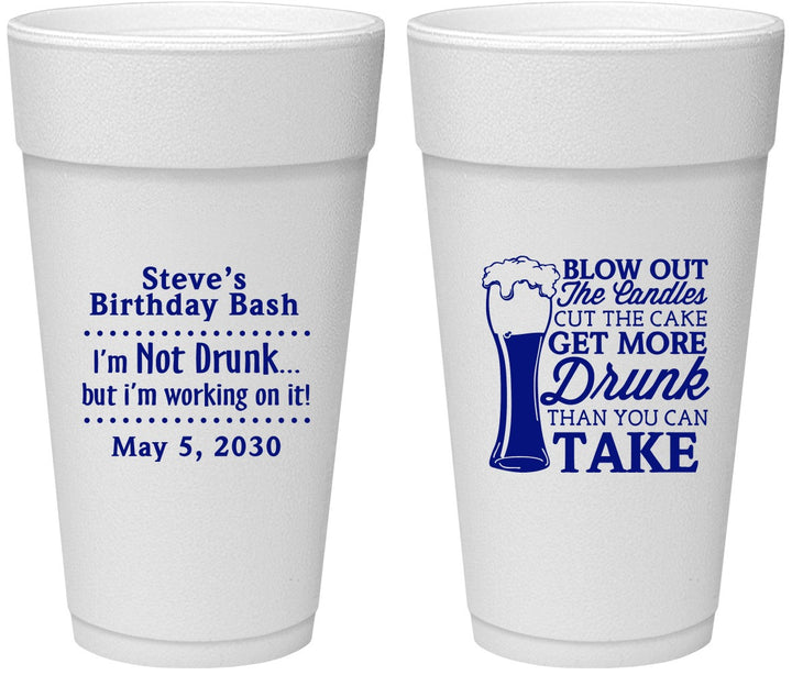 Personalized Birthday 24 oz Foam Cups - Beer Drunk | 20230