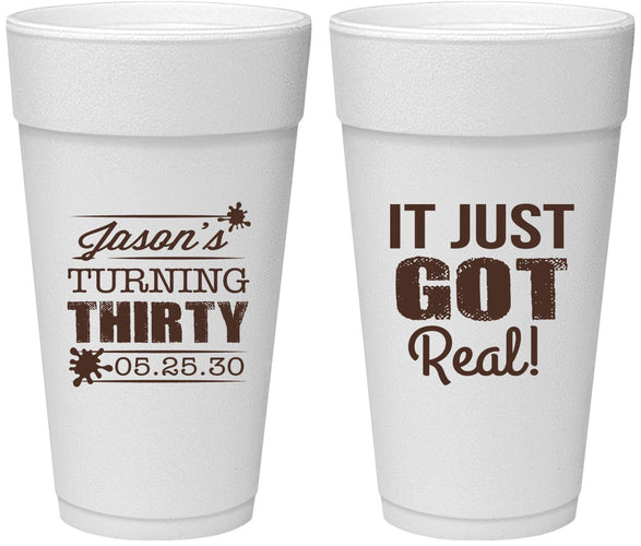 Personalized Birthday 24 oz Foam Cups - 30th | 20235