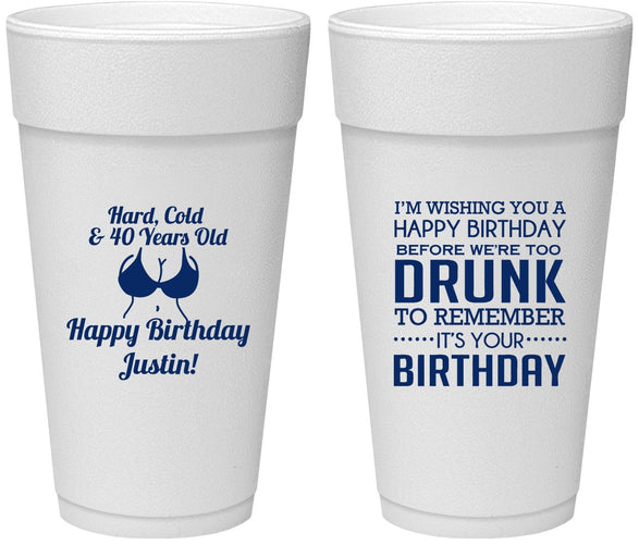 Personalized Birthday 24 oz Foam Cups - 40th | 20237