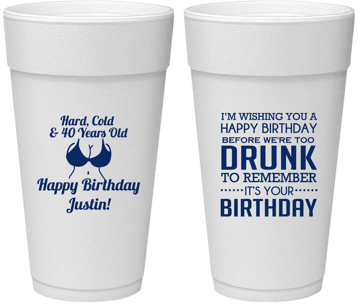 Personalized Birthday 24 oz Foam Cups - 40th | 20237