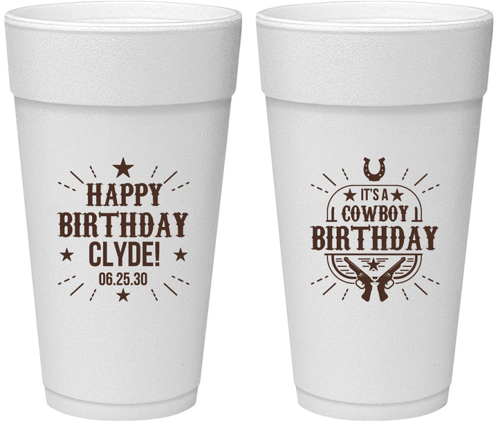 Personalized Birthday 24 oz Foam Cups - Cowboy | 20244