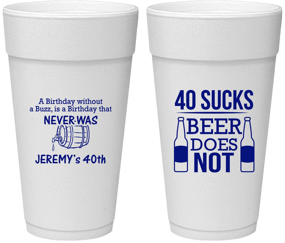 Personalized Birthday 24 oz Foam Cups - 40th | 20247