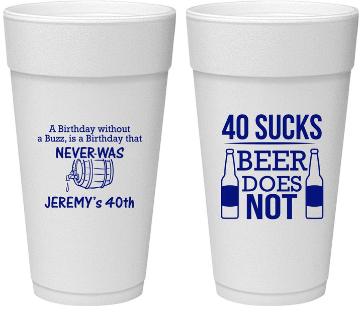 Personalized Birthday 24 oz Foam Cups - 40th | 20247