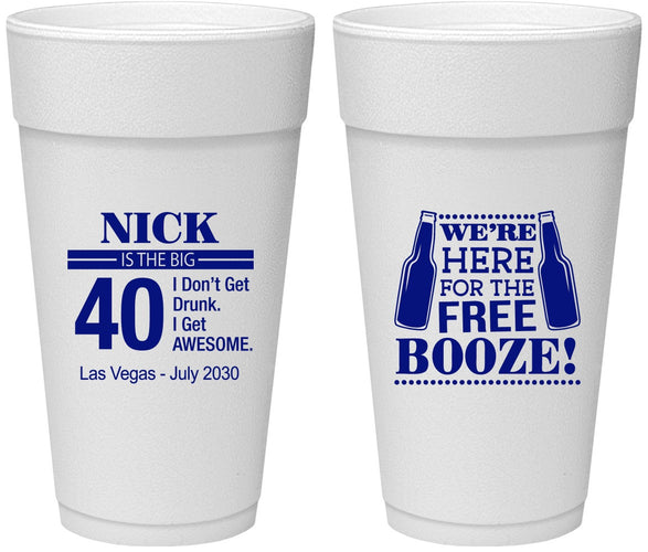 Personalized Birthday 24 oz Foam Cups - 40th | 20249