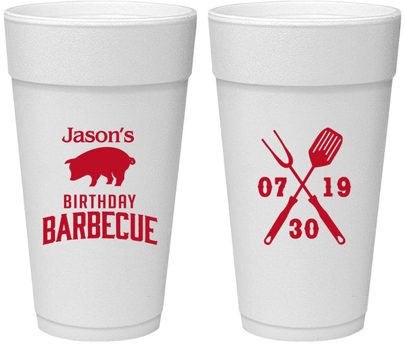 Personalized Birthday 24 oz Foam Cups - Barbeque Bbq | 20253