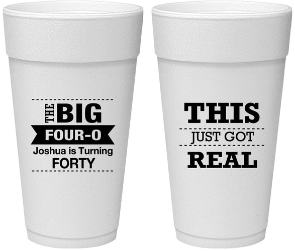 Personalized Birthday 24 oz Foam Cups - 40th | 20254