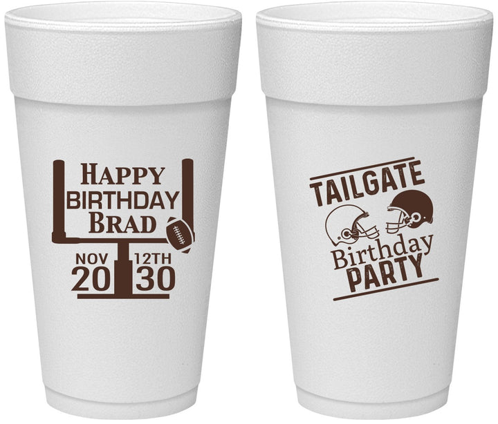 Personalized Birthday 24 oz Foam Cups - Football | 20256