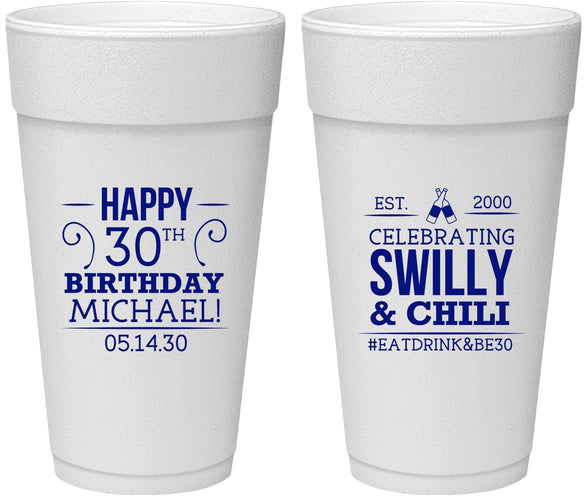 Personalized Birthday 24 oz Foam Cups - 30th | 20257