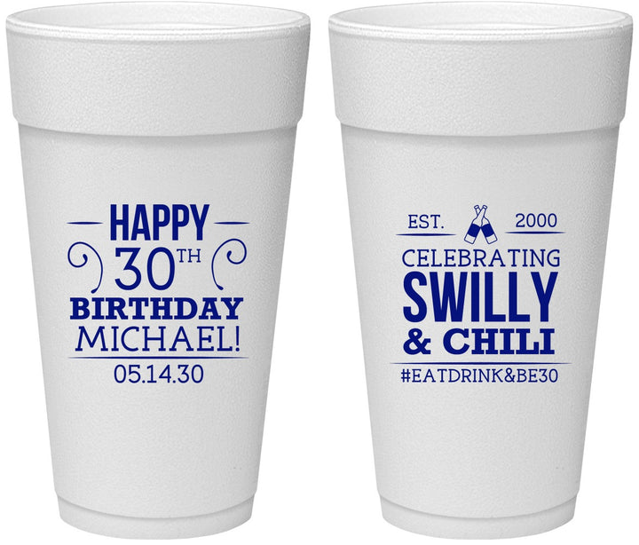 Personalized Birthday 24 oz Foam Cups - 30th | 20257