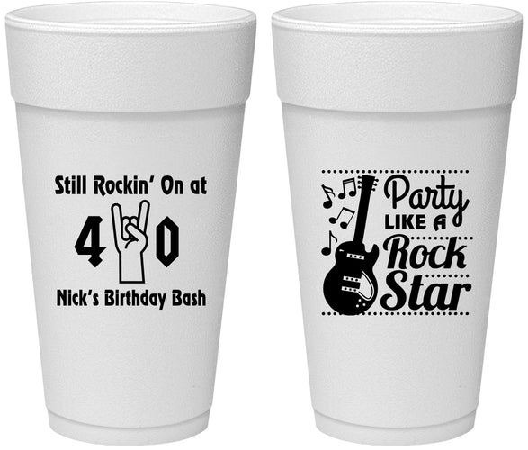 Personalized Birthday 24 oz Foam Cups - 40th Rock Star | 20266