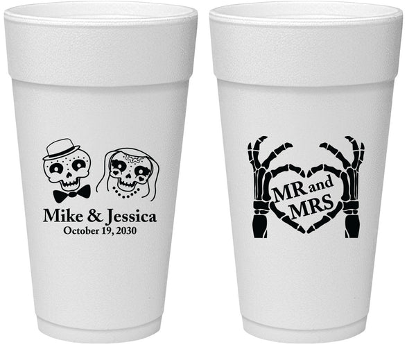 Personalized Wedding 24 oz Foam Cups - Mr And Mrs Halloween | 206