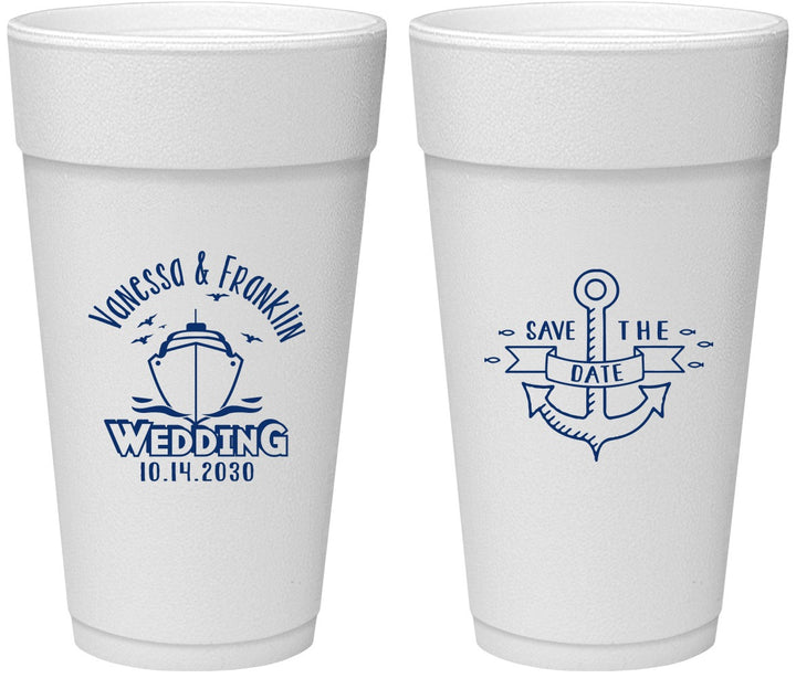 Personalized Wedding 24 oz Foam Cups - Save The Date Cruise | 209
