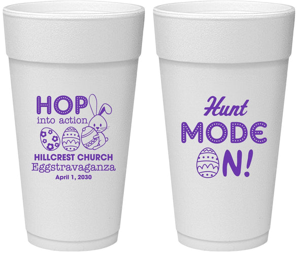 Personalized Easter 24 oz Foam Cups - Hunt Mode On Bunny | 210000