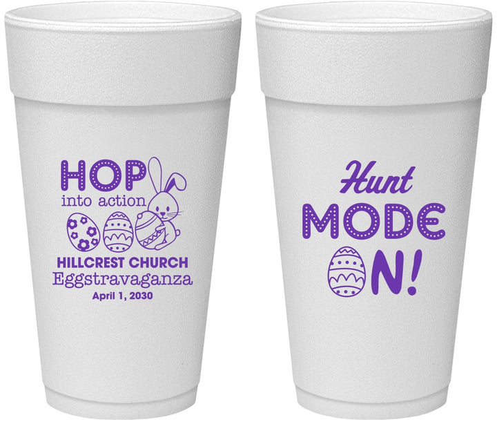 Personalized Easter 24 oz Foam Cups - Hunt Mode On Bunny | 210000