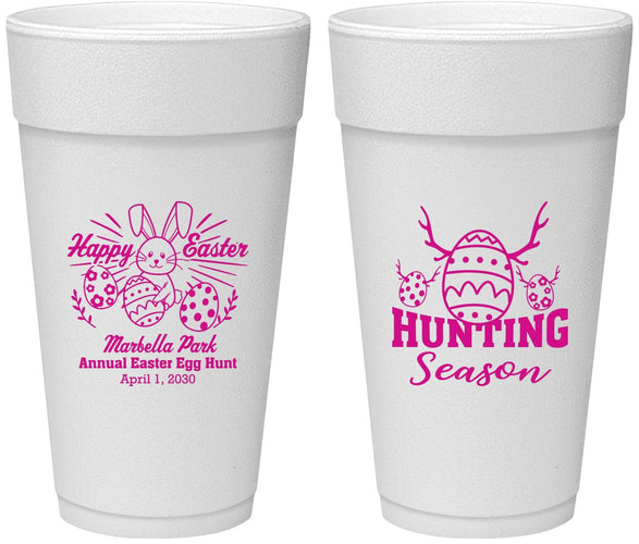 Personalized Easter 24 oz Foam Cups - Bunny Egg Hunt | 210003