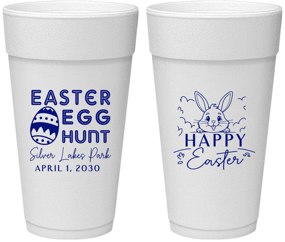 Personalized Easter 24 oz Foam Cups - Egg Hunt Bunny | 210005