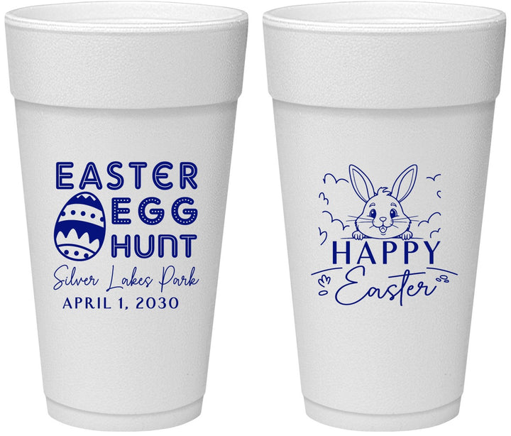 Personalized Easter 24 oz Foam Cups - Egg Hunt Bunny | 210005