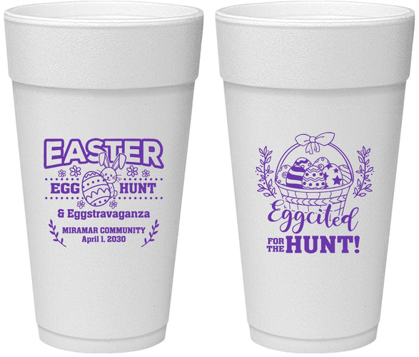 Personalized Easter 24 oz Foam Cups - Eggcited For Hunt Bunny | 210006