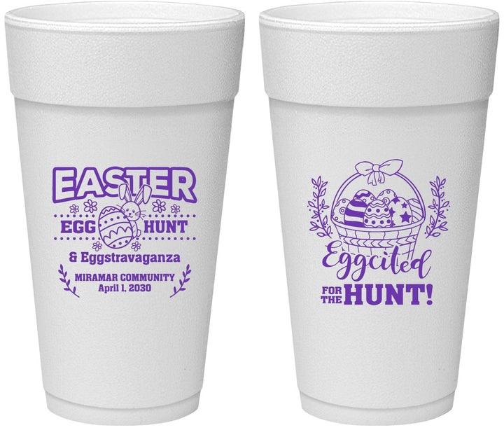 Personalized Easter 24 oz Foam Cups - Eggcited For Hunt Bunny | 210006
