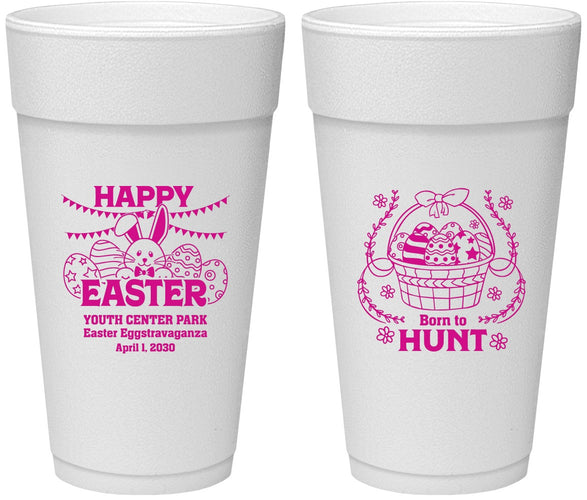 Personalized Easter 24 oz Foam Cups - Born To Hunt Bunny | 210007