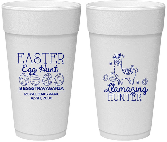 Personalized Easter 24 oz Foam Cups - Llama Eggs | 210009