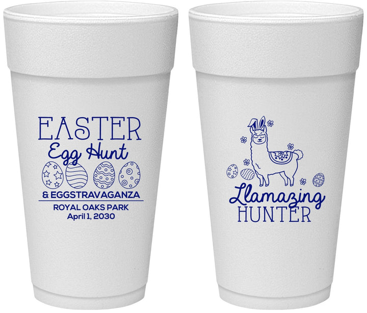 Personalized Easter 24 oz Foam Cups - Llama Eggs | 210009