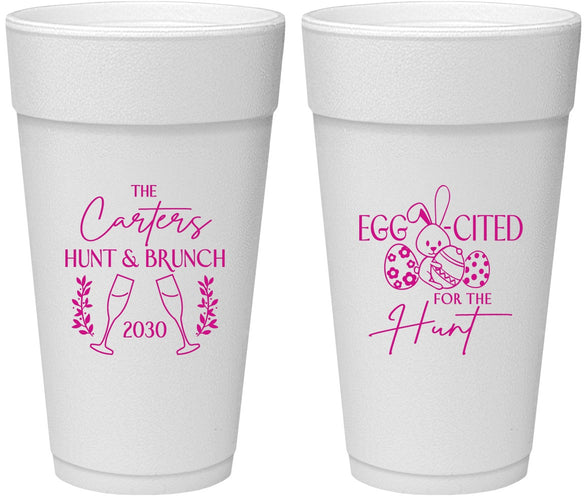 Personalized Easter 24 oz Foam Cups - Eggcited For Hunt Bunny | 210011