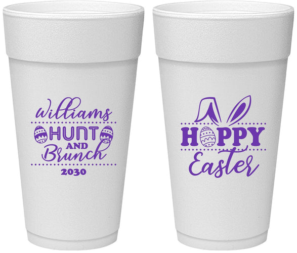 Personalized Easter 24 oz Foam Cups - Hoppy Bunny Eggs | 210012