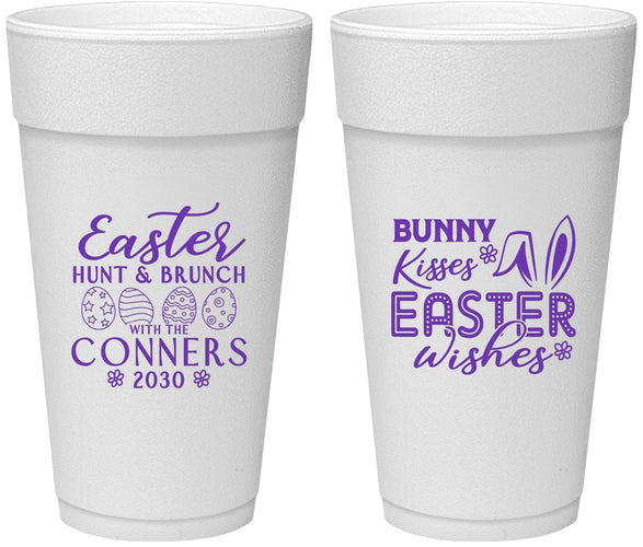Personalized Easter 24 oz Foam Cups - Bunny Kisses Eggs | 210014