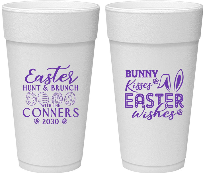 Personalized Easter 24 oz Foam Cups - Bunny Kisses Eggs | 210014