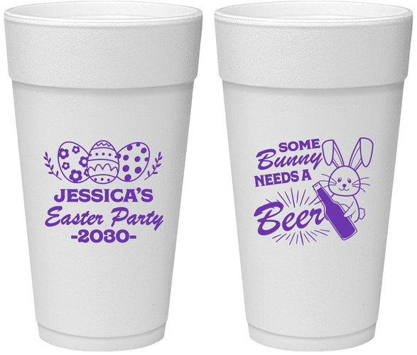 Personalized Easter 24 oz Foam Cups - Bunny Needs A Beer | 210018