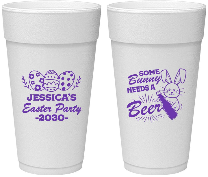 Personalized Easter 24 oz Foam Cups - Bunny Needs A Beer | 210018