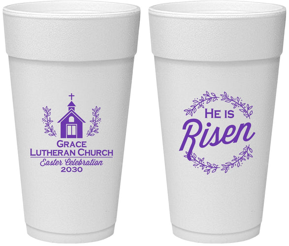 Personalized Easter 24 oz Foam Cups - He Is Risen | 210026